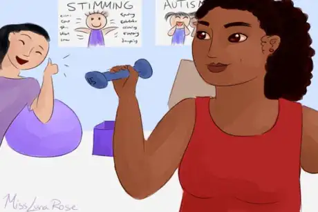 Image titled Disabled Woman Lifts Weights at Therapy.png