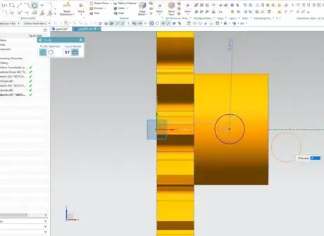 Image titled Creating shaft hole, substep 3, circle sketch.png