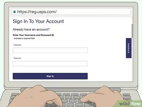 Image titled Someone signing into their USPS account online.