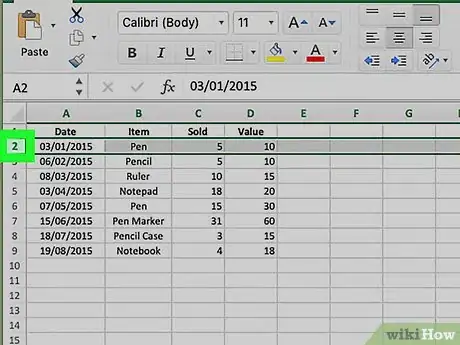 Image titled Insert Rows in Excel Using a Shortcut on PC or Mac Step 2