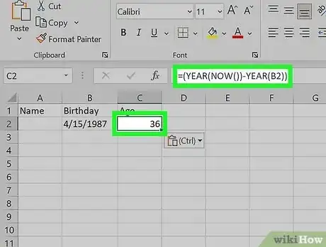 Image titled Calculate Age on Excel Step 5