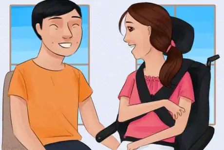 Image titled Laughing Woman with Cerebral Palsy and Man.png