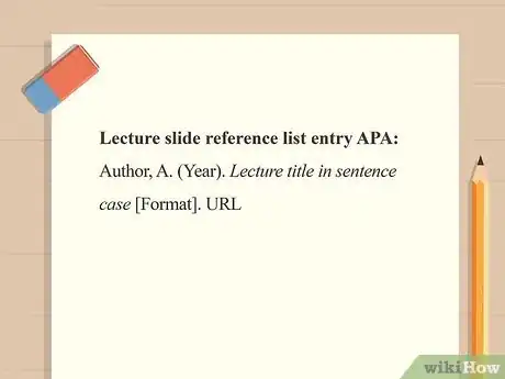 Image titled APA format template of a lecture slide citation.