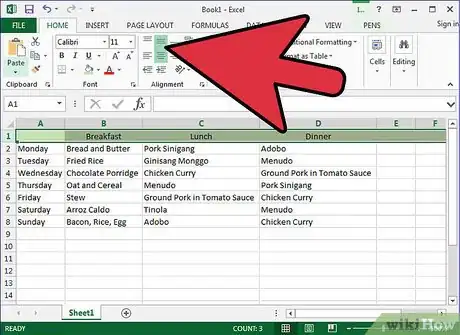 Image titled Create a Family Meal Plan in Excel Step 13