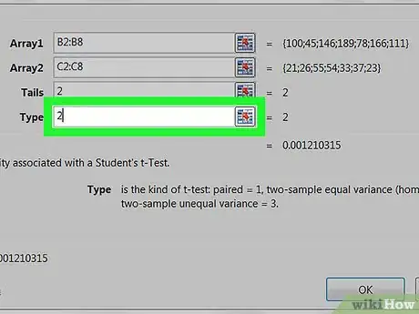 Imagen titulada Do a T Test in Excel on PC or Mac Step 10