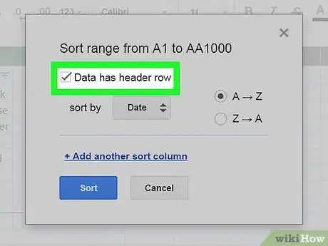 Imagen titulada Sort by Date on Google Sheets on PC or Mac Step 9