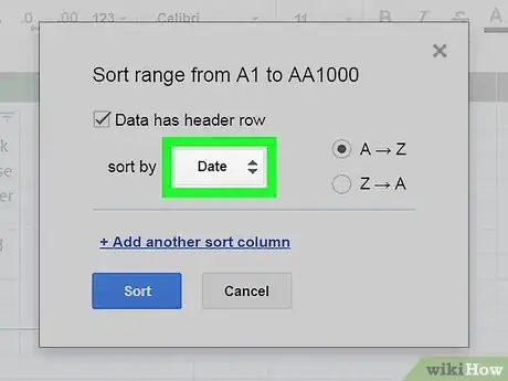 Imagen titulada Sort by Date on Google Sheets on PC or Mac Step 10