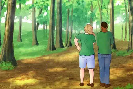 Imagen titulada Two People Stroll in Quiet Forest.png