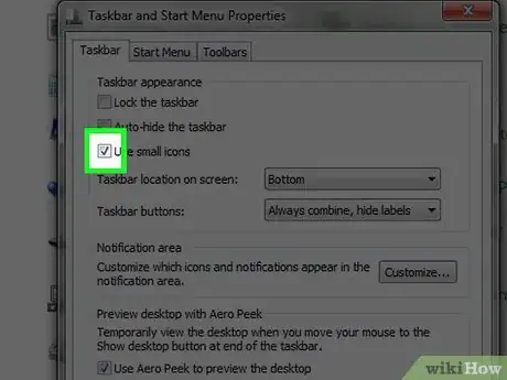 Imagen titulada Customize the Size of the Windows 7 Taskbar Icons Step 6