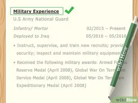 Imagen titulada Add Military Experience to a Resume Step 6