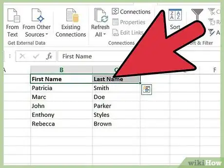 Imagen titulada Separate First Names and Last Names Into Separate Fields in a Microsoft Excel List Step 8