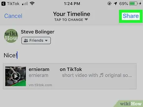 Imagen titulada Share TikTok Videos on Facebook on iPhone or iPad Step 8