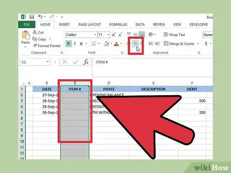 Imagen titulada Create a Simple Checkbook Register With Microsoft Excel Step 9