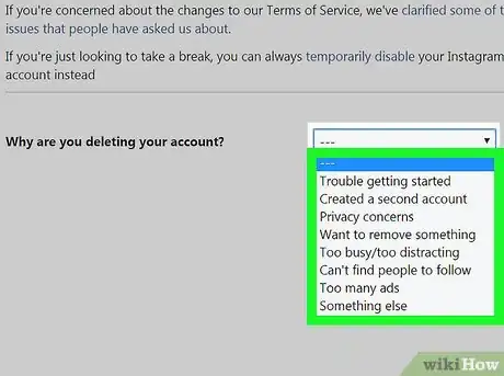 Imagen titulada Delete an Instagram Account Step 20