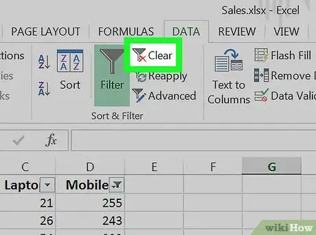 Imagen titulada Clear Filters in Excel Step 8