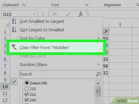 Imagen titulada Clear Filters in Excel Step 4