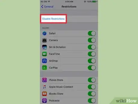 Imagen titulada Disable Restrictions on an iPhone Step 5