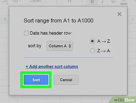 Imagen titulada Sort by Number on Google Sheets on PC or Mac Step 7