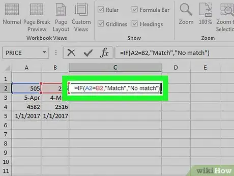 Imagen titulada Compare Data in Excel Step 2