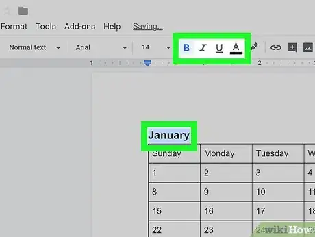 Imagen titulada Create a Calendar in Google Docs Step 12