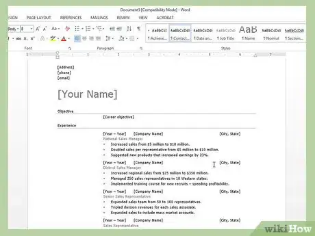 Imagen titulada Create a Resume in Microsoft Word Step 9