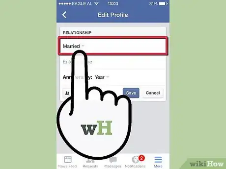 Imagen titulada Change Your Relationship Status on Facebook Mobile Step 5