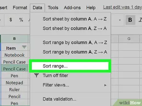 Imagen titulada Sort by Number on Google Sheets on PC or Mac Step 5