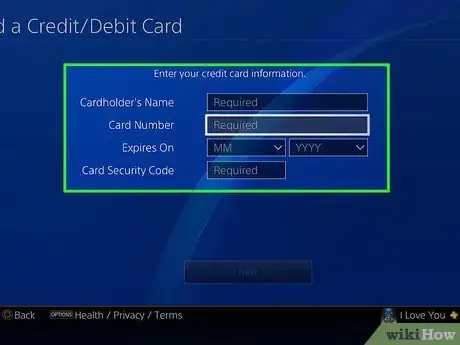 Imagen titulada Add a Credit Card to the PlayStation Store Step 8