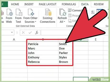 Imagen titulada Separate First Names and Last Names Into Separate Fields in a Microsoft Excel List Step 7