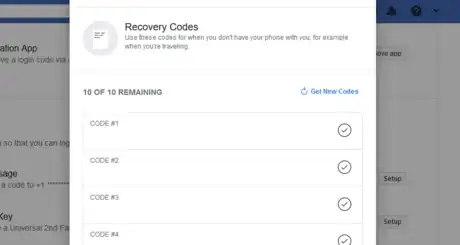 Imagen titulada Facebook recovery codes list.png