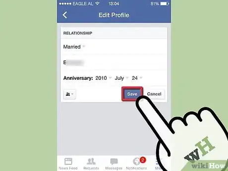 Imagen titulada Change Your Relationship Status on Facebook Mobile Step 8