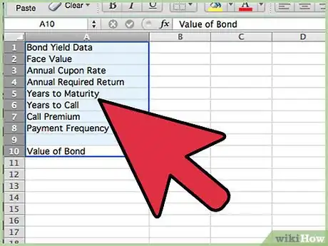 Imagen titulada Calculate Bond Value in Excel Step 1