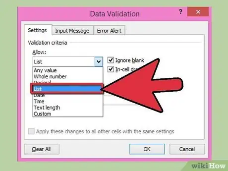 Imagen titulada Add a Drop Down Box in Excel 2007 Step 6