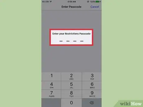 Imagen titulada Disable Restrictions on an iPhone Step 4