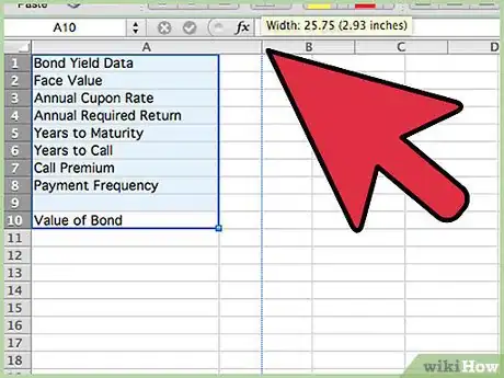 Imagen titulada Calculate Bond Value in Excel Step 2