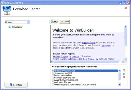 Imagen titulada Centro de Descargas de WinBuilder