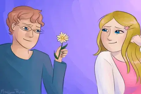 Imagen titulada Guy Gives Flower to Sad Woman.png