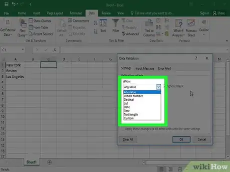 Imagen titulada Create a Drop Down List in Excel Step 6