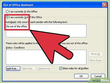 Imagen titulada Turn On or Off the Out of Office Assistant in Microsoft Outlook Step 9