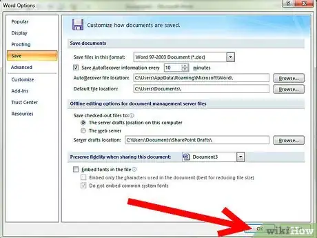 Imagen titulada Set up Autosave on Microsoft Word 2007 Step 9