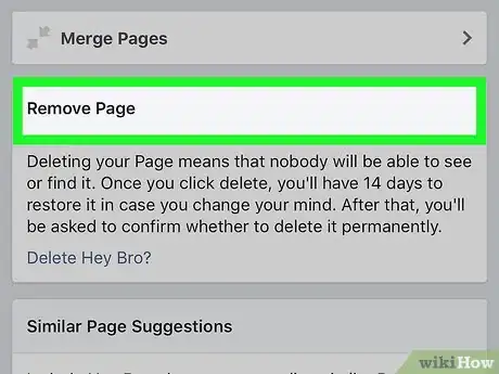 Imagen titulada Delete a Facebook Page Step 17