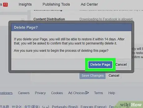 Imagen titulada Delete a Facebook Page Step 9