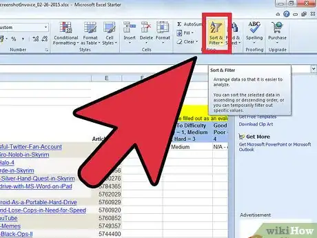 Imagen titulada Add a Filter in Excel 2007 Step 5