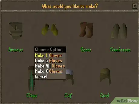 Imagen titulada Make Leather Gloves in RuneScape Step 6