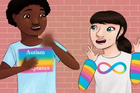 Imagen titulada Autistic Man and Woman Happy Stimming.png