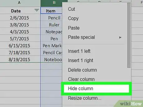 Imagen titulada Hide Columns on Google Sheets on PC or Mac Step 6