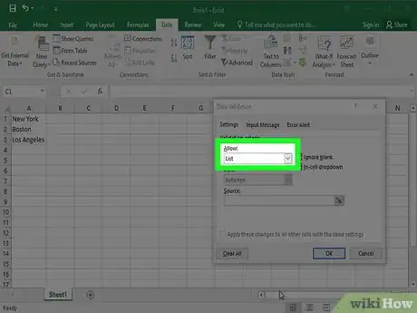 Imagen titulada Create a Drop Down List in Excel Step 7