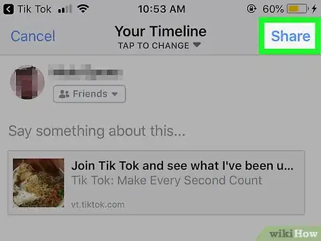 Imagen titulada Share Your Tik Tok Profile on Social Media on iPhone or iPad Step 6