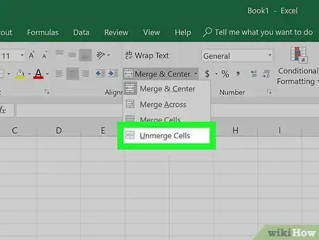 Imagen titulada Unmerge Cells in Excel Step 5