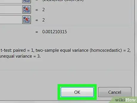 Imagen titulada Do a T Test in Excel on PC or Mac Step 11